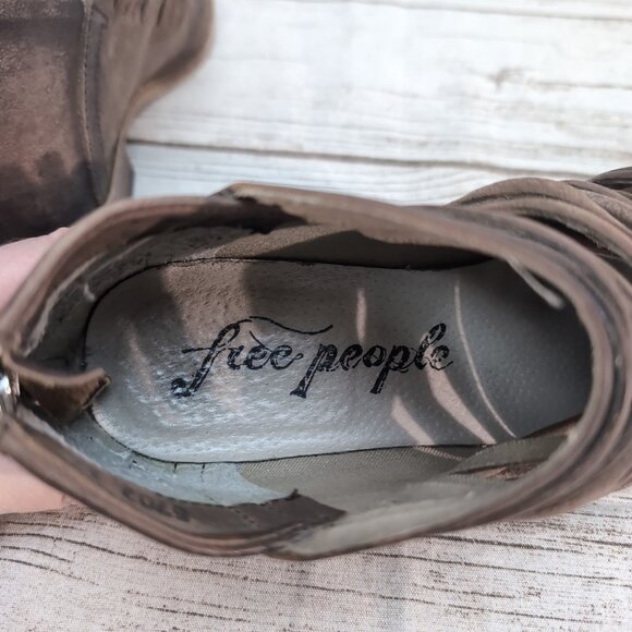 Free People Lost Valley Strappy Super Low Bootie Shootie Women Size 37 - Picture 4 of 8